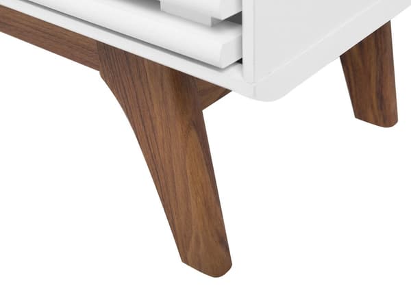 TV-benk Mørkt tre Hvit 44 x 117 x 35 cm Oppbevaring Kabelgjennomføring Moderne stil TV-møbel Stue