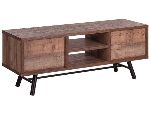 TV-benk Lyst tre Svarte metallben Opptil 57ʺ TV 2 hyller 4 skuffer Rustikk Moderne
