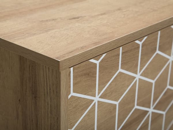 TV-benk Lyst tre MDF 50 x 160 x 40 cm For opptil 60ʺ TV Ben i heltre 2 åpne hyller 2 skap Dekorative fronter Skandinavisk Moderne Retro Stue