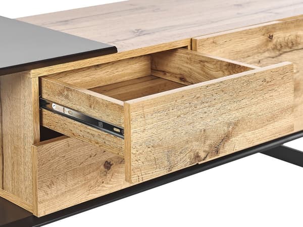 TV-benk Lys Tre Svart MDF 160 cm Opptil 70ʺ Skuffer Hyller Moderne Design