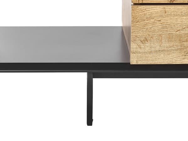 TV-benk Lys Tre Svart MDF 160 cm Opptil 70ʺ Skuffer Hyller Moderne Design