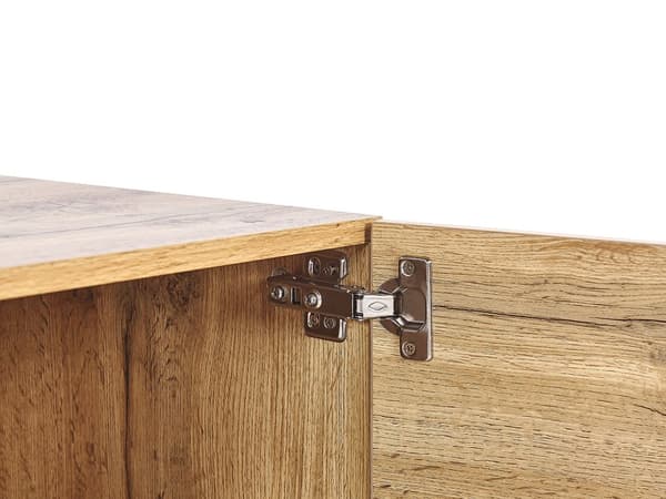 TV-benk Lys Tre Svart MDF 160 cm Opptil 70ʺ Skuffer Hyller Moderne Design