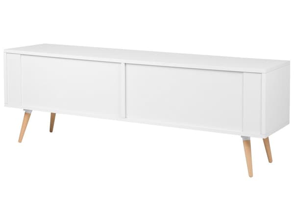 TV-benk Hvit Grå Ben i tre 2 skap med skyvedører Moderne design Oppbevaring TV-møbel Stue