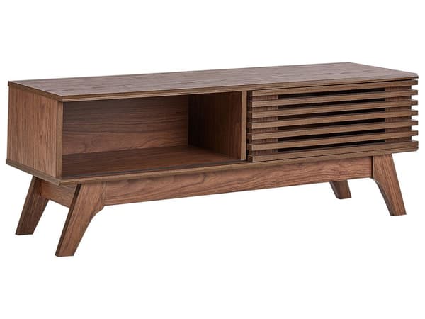 TV-benk Mørkt tre 44 x 117 x 35 cm Oppbevaring Kabelgjennomføring Moderne stil TV-møbel Stue