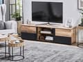 Miniatyrbilde 2 av 9: TV-stativ i Lyst Tre og Svart Sponplate til 68'' TV Hyller Dører Kabelføringshull Moderne Design