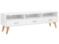 Miniatyrbilde 1 av 11: TV-stativ Hvitt med Lyst Tre 55 x 180 x 40 cm Mediemøbel med Hyller og Skuffer
