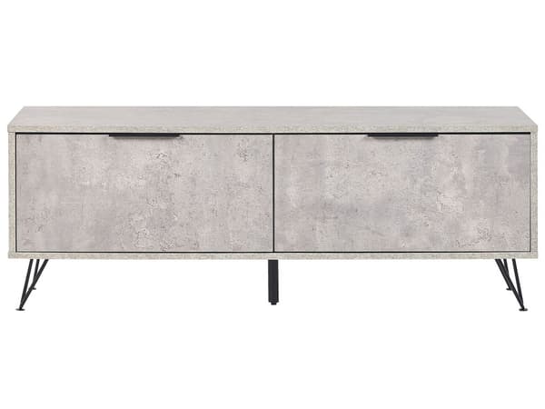 TV-benk Betongeffekt 120 x 40 cm Metallben Moderne Medieenhet 2 Skap Kabelhåndtering