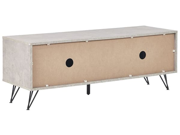 TV-benk Betongeffekt 120 x 40 cm Metallben Moderne Medieenhet 2 Skap Kabelhåndtering