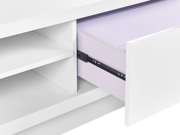 TV-benk Hvit MDF Høyglans Skap Åpne Hyller Kabelgjennomføringer Minimalistisk
