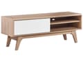 Miniatyrbilde 4 av 9: TV-benk lyst tre hvit 44x117x35 cm hylle utskjæring til kabelgjennomføring moderne