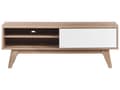 Miniatyrbilde 5 av 9: TV-benk lyst tre hvit 44x117x35 cm hylle utskjæring til kabelgjennomføring moderne