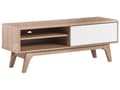 Miniatyrbilde 1 av 9: TV-benk lyst tre hvit 44x117x35 cm hylle utskjæring til kabelgjennomføring moderne
