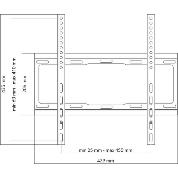 En för alla WM2411 - TV -väggstöd Flat support för skärm 32-65 ''/81-165cm - för TV max 100 kg - 25 mm från väggen