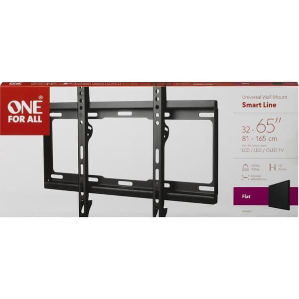 En för alla WM2411 - TV -väggstöd Flat support för skärm 32-65 ''/81-165cm - för TV max 100 kg - 25 mm från väggen