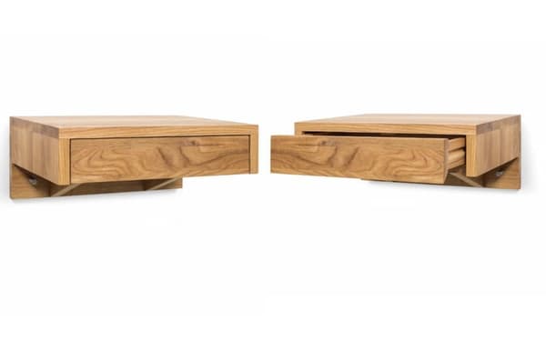 Sæt med 2 Svævende natbord BO, oliebehandlet eg