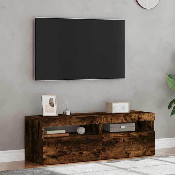 vidaXL tv-borde med LED-lys 2 stk. 60x35x40 cm røget eg