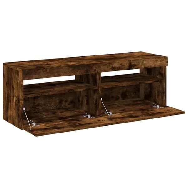 vidaXL tv-borde med LED-lys 2 stk. 60x35x40 cm røget eg