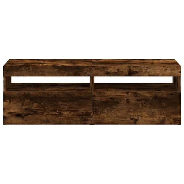 vidaXL tv-borde med LED-lys 2 stk. 60x35x40 cm røget eg
