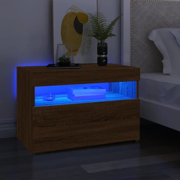 vidaXL TV-taso LED-valoilla ruskea tammi 60x35x40 cm