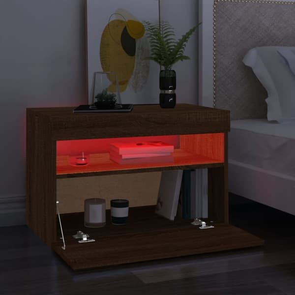 vidaXL TV-taso LED-valoilla ruskea tammi 60x35x40 cm