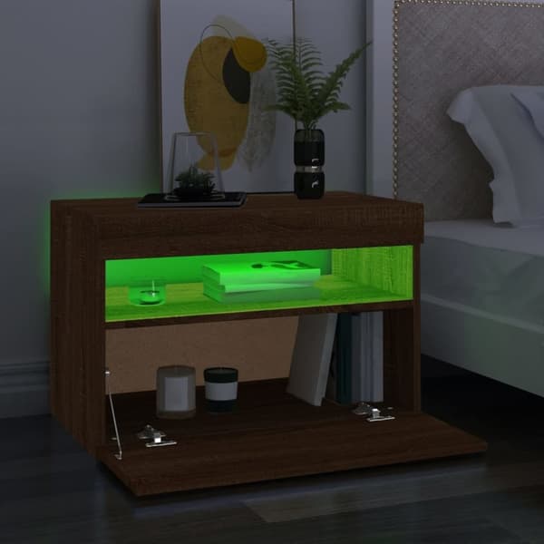 vidaXL TV-taso LED-valoilla ruskea tammi 60x35x40 cm