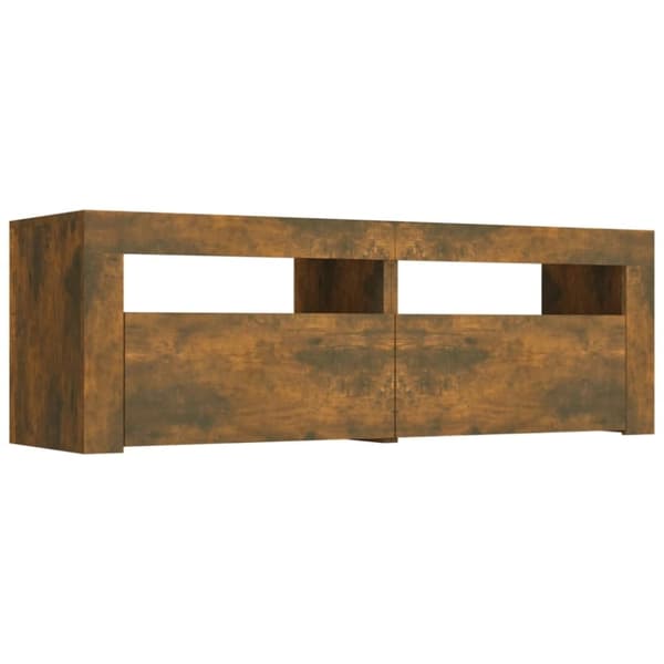 vidaXL TV-benk med LED-lys røkt eik 120x35x40 cm