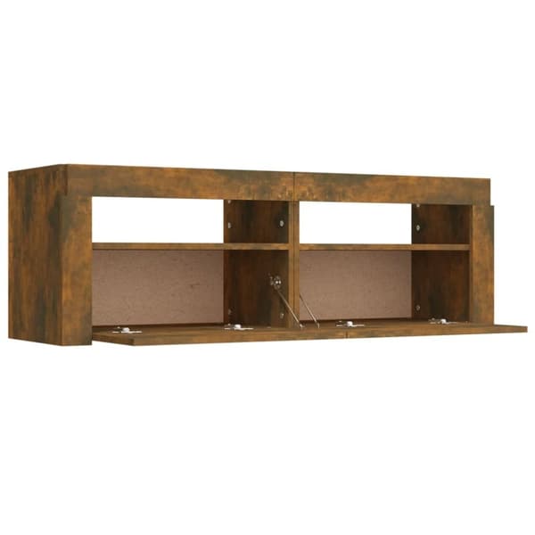 vidaXL TV-benk med LED-lys røkt eik 120x35x40 cm