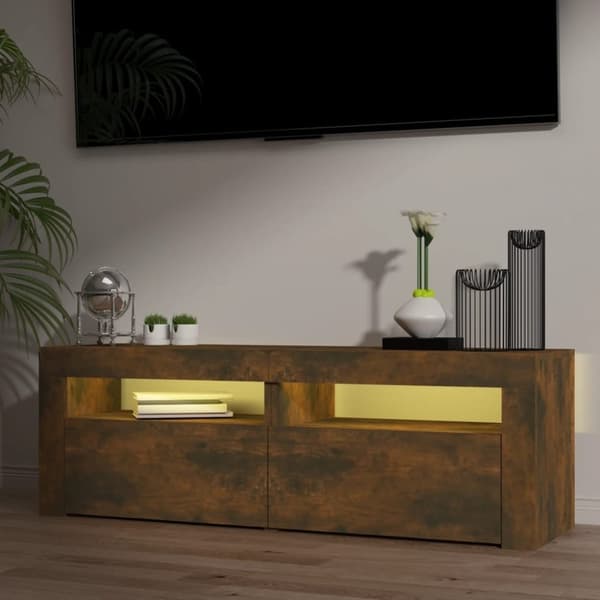 vidaXL TV-benk med LED-lys røkt eik 120x35x40 cm