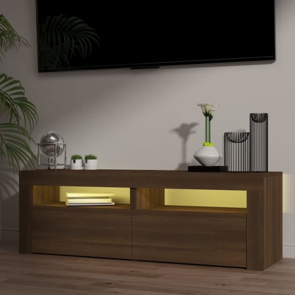 vidaXL tv-bord med LED-lys 120x35x40 cm brun egetræsfarve
