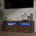 Miniatyrbillede 1 af 11: vidaXL tv-bord med LED-lys 120x35x40 cm brun egetræsfarve