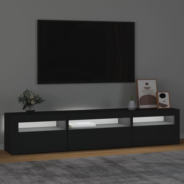 vidaXL TV-benk med LED-lys svart 195x35x40 cm