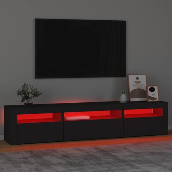 vidaXL TV-benk med LED-lys svart 195x35x40 cm