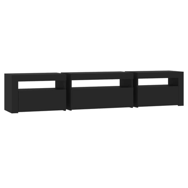 vidaXL TV-benk med LED-lys svart 195x35x40 cm