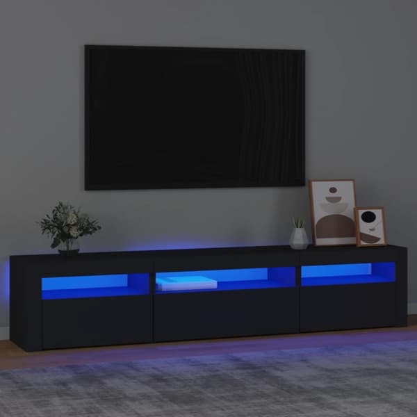 vidaXL TV-benk med LED-lys svart 195x35x40 cm
