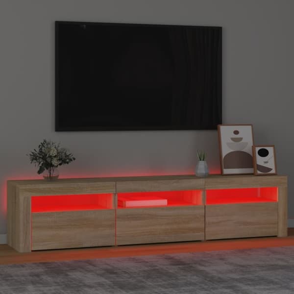 vidaXL Tv-bänk med LED-belysning sonoma ek 180x35x40 cm