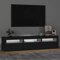 Miniatyrbild 3 av 11: vidaXL TV-bänk med LED-belysning svart 180x35x40 cm