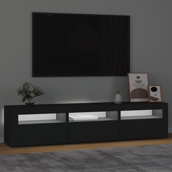 vidaXL TV-bänk med LED-belysning svart 180x35x40 cm