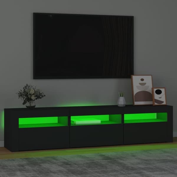 vidaXL TV-bänk med LED-belysning svart 180x35x40 cm
