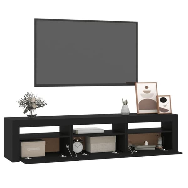 vidaXL TV-bänk med LED-belysning svart 180x35x40 cm