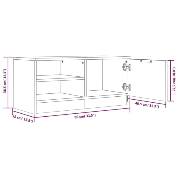 vidaXL tv-bord 80x35x36,5 cm konstrueret træ hvid højglans