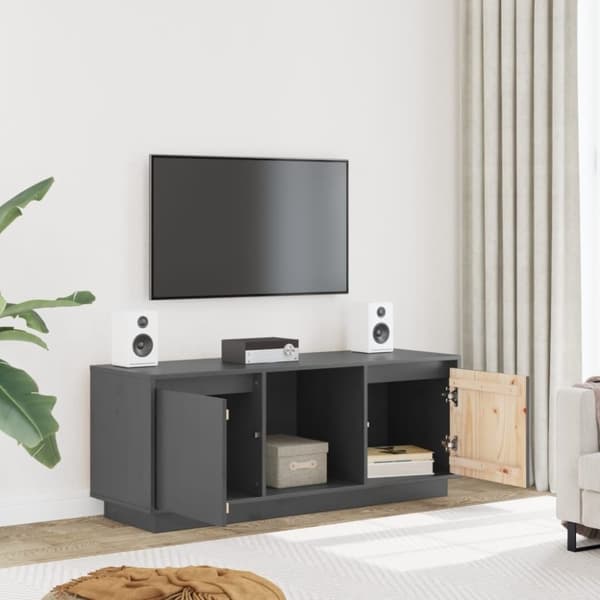 vidaXL tv-bord 110,5x35x44 cm massivt fyrretræ grå