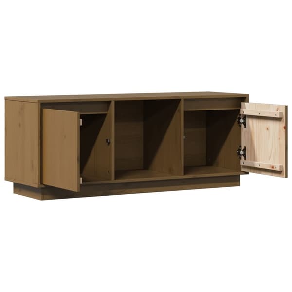 vidaXL tv-bord 110,5x35x44 cm massivt fyrretræ gyldenbrun