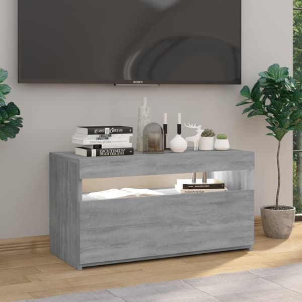 vidaXL TV-taso LED-valoilla harmaa Sonoma 75x35x40 cm