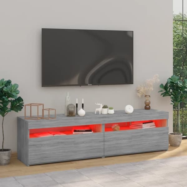 vidaXL tv-borde 2 stk. med LED-lys 75x35x40 cm grå sonoma-eg