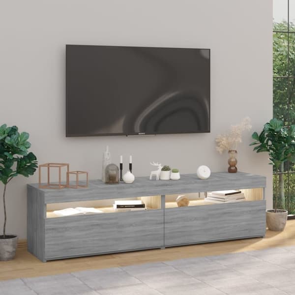 vidaXL tv-borde 2 stk. med LED-lys 75x35x40 cm grå sonoma-eg
