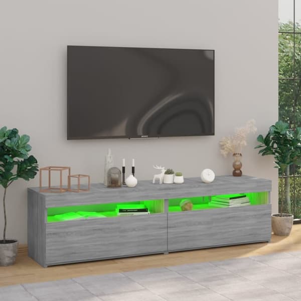 vidaXL tv-borde 2 stk. med LED-lys 75x35x40 cm grå sonoma-eg