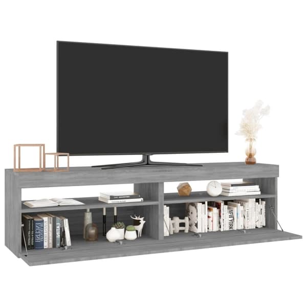 vidaXL tv-borde 2 stk. med LED-lys 75x35x40 cm grå sonoma-eg
