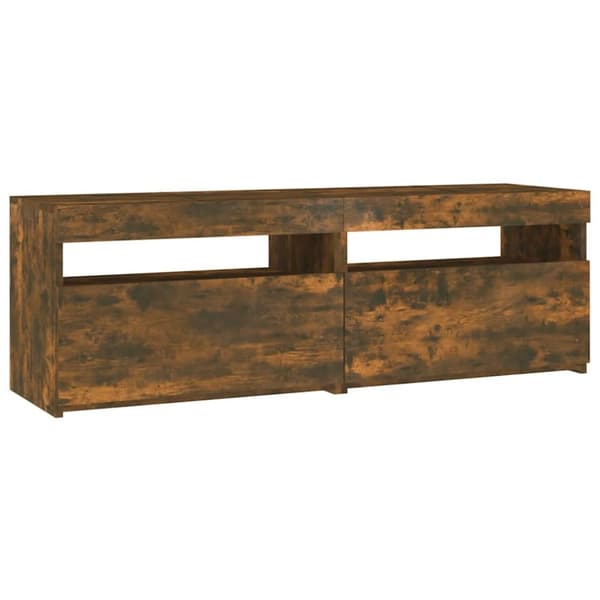 vidaXL tv-bord med LED-lys 120x35x40 cm røget eg