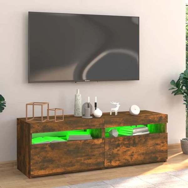 vidaXL tv-bord med LED-lys 120x35x40 cm røget eg