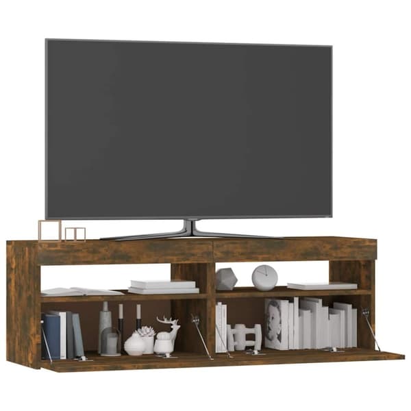 vidaXL tv-bord med LED-lys 120x35x40 cm røget eg